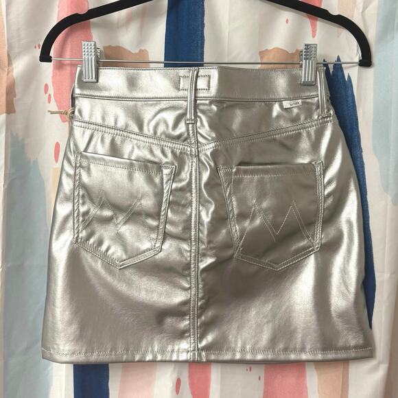 MOTHER The Vagabond Mini Skirt in Silver Dagger Size 25 - Picture 8 of 15